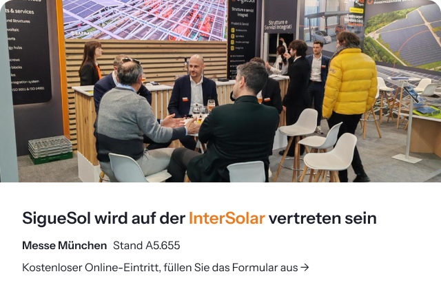 SigueSol auf der Intersolar Europe 2026 in München: schlüsselfertige Photovoltaiklösungen, EnergyHub und OneMega, Stand A5.655